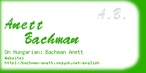 anett bachman business card